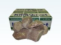 Кварцит малиновый колотый, фракция 70-140 мм, коробка 20 кг.