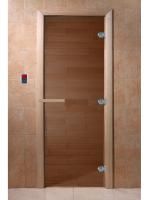 Дверь для бани и сауны Doorwood "Теплый День" бронза