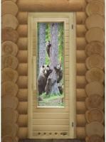 Дверь для бани и сауны Doorwood "Элит Мишки" с Фотопечатью